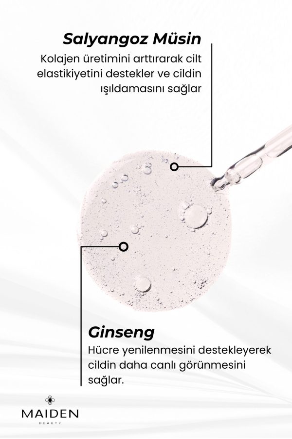 Cilt Yenileyici, Onarıcı Ginseng Salyangoz Müsin Içerikli Canlandırıcı Cilt Bakım Serumu 30 ml - Görsel 4