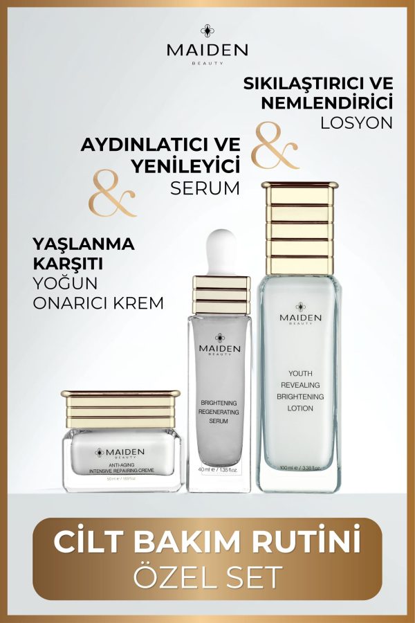 Cilt Bakım Rutini Özel Set, Yaşlanma Karşıtı Yoğun Onarıcı Krem,Yenileyici Serum&Nemlendirici Losyon - Görsel 2
